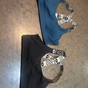 Figs Teal and Black Sports Bras